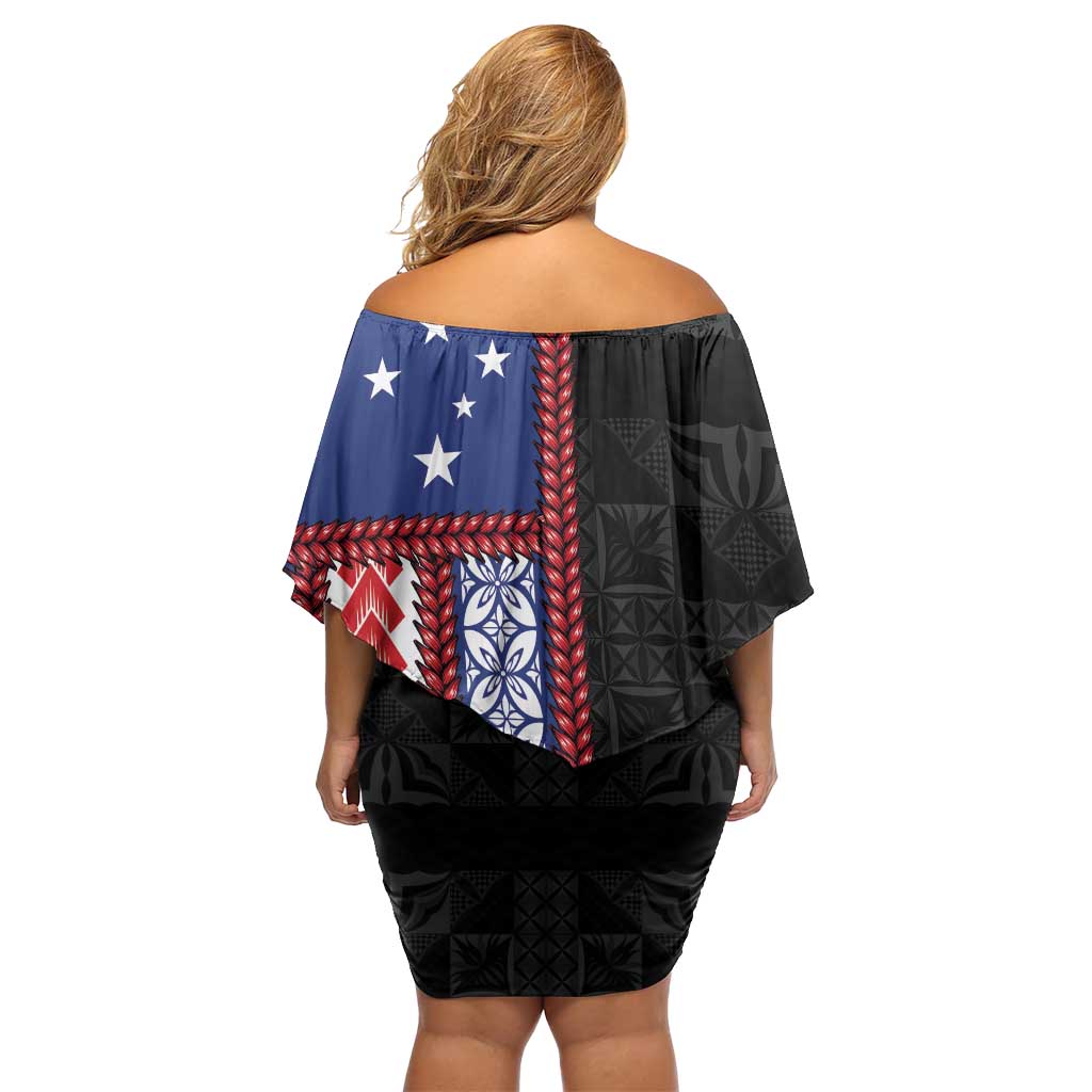Samoa Flag Family Matching Off Shoulder Short Dress and Hawaiian Shirt Ula Fala With Samoan Siapo LT05 - Polynesian Pride