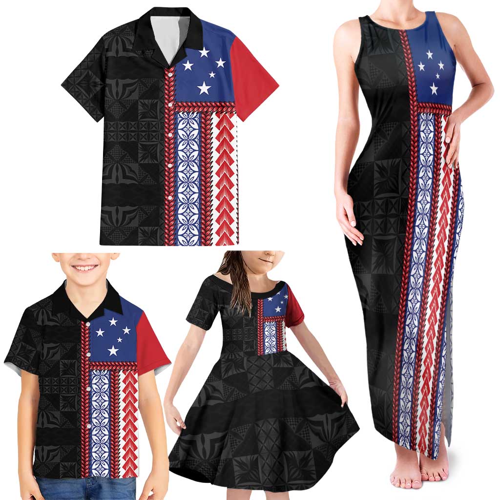 Samoa Flag Family Matching Tank Maxi Dress and Hawaiian Shirt Ula Fala With Samoan Siapo LT05 - Polynesian Pride