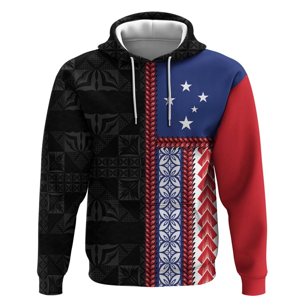 Samoa Flag Hoodie Ula Fala With Samoan Siapo - Polynesian Pride