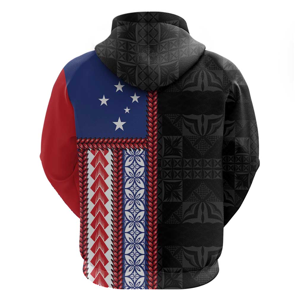 Samoa Flag Hoodie Ula Fala With Samoan Siapo - Polynesian Pride