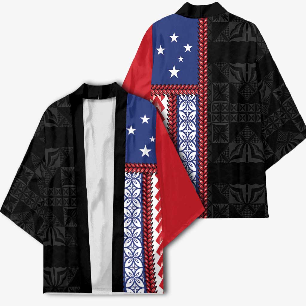 Samoa Flag Kimono Ula Fala With Samoan Siapo - Polynesian Pride