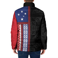 Samoa Flag Padded Jacket Ula Fala With Samoan Siapo - Polynesian Pride