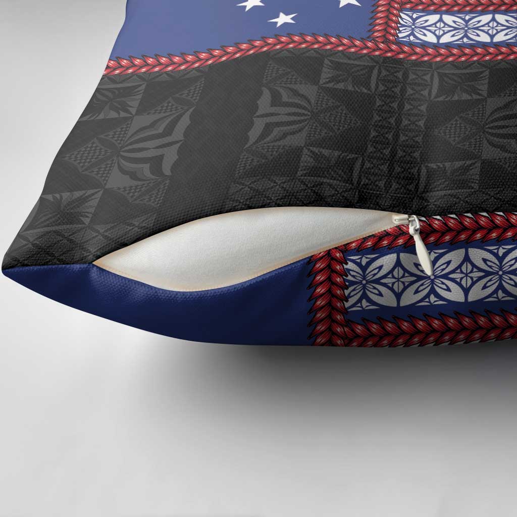 Samoa Flag Pillow Cover Ula Fala With Samoan Siapo - Polynesian Pride