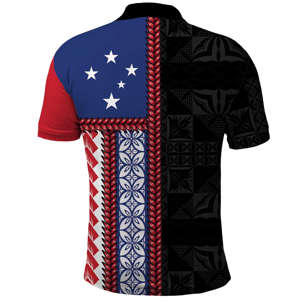 Samoa Flag Polo Shirt Ula Fala With Samoan Siapo - Polynesian Pride