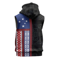 Samoa Flag Sleeveless Zip Hoodie Ula Fala With Samoan Siapo - Polynesian Pride