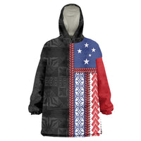Samoa Flag Wearable Blanket Hoodie Ula Fala With Samoan Siapo - Polynesian Pride