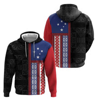 Samoa Flag Zip Hoodie Ula Fala With Samoan Siapo - Polynesian Pride