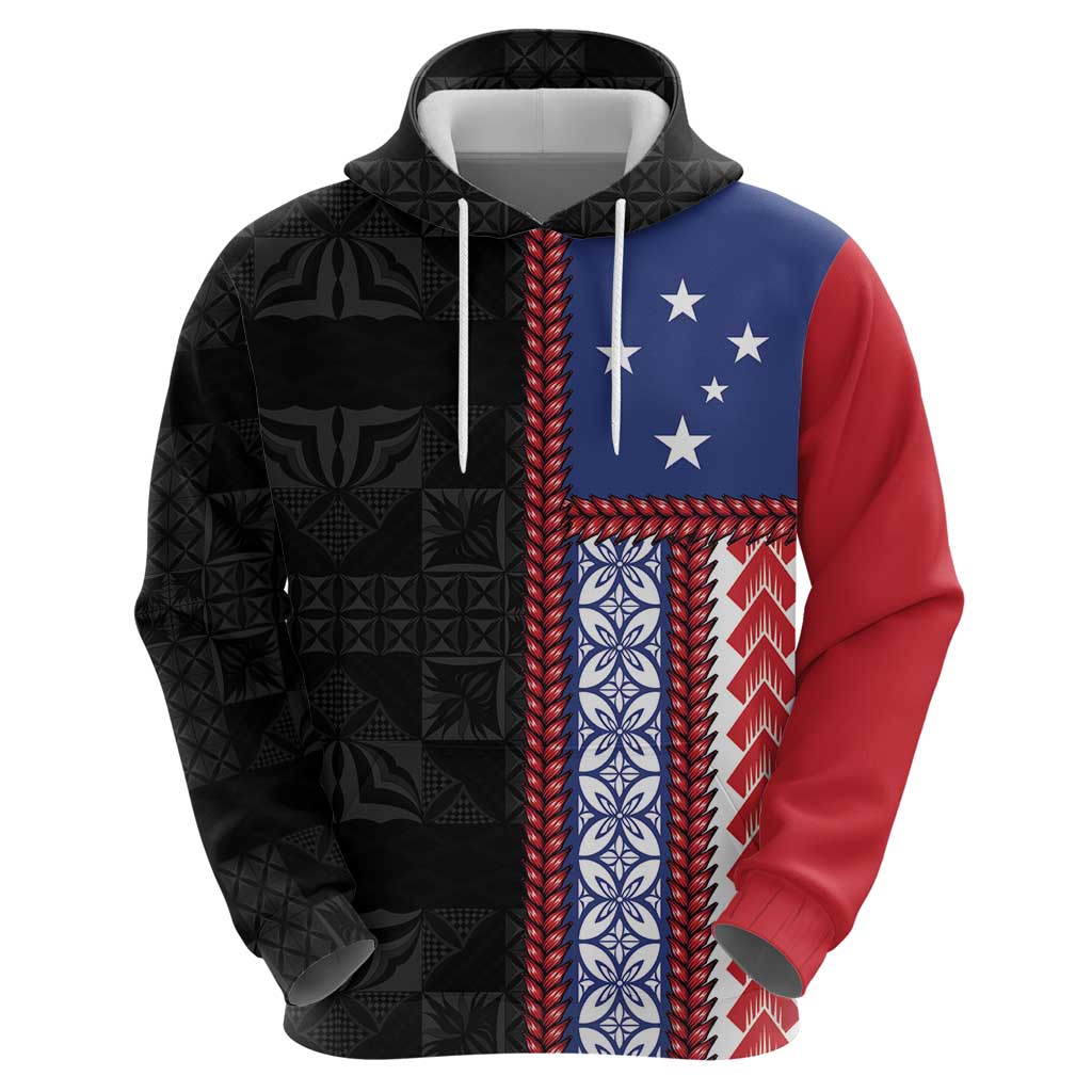 Samoa Flag Zip Hoodie Ula Fala With Samoan Siapo - Polynesian Pride