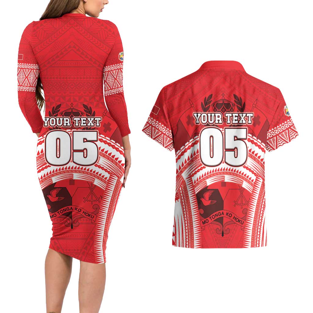 Custom Tonga Rugby Mate Ma'a Couples Matching Long Sleeve Bodycon Dress and Hawaiian Shirt Tongan Pride Unique Style LT05 - Polynesian Pride