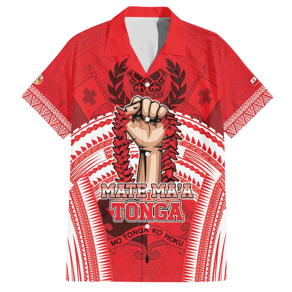 Custom Tonga Rugby Mate Ma'a Family Matching Long Sleeve Bodycon Dress and Hawaiian Shirt Tongan Pride Unique Style LT05 Dad's Shirt - Short Sleeve Red - Polynesian Pride