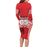 Custom Tonga Rugby Mate Ma'a Family Matching Long Sleeve Bodycon Dress and Hawaiian Shirt Tongan Pride Unique Style LT05 - Polynesian Pride