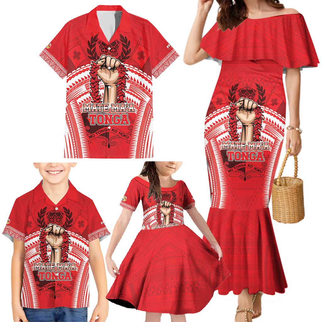 Custom Tonga Rugby Mate Ma'a Family Matching Mermaid Dress and Hawaiian Shirt Tongan Pride Unique Style LT05 - Polynesian Pride