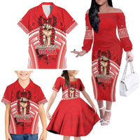 Custom Tonga Rugby Mate Ma'a Family Matching Off The Shoulder Long Sleeve Dress and Hawaiian Shirt Tongan Pride Unique Style LT05 - Polynesian Pride