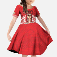 Custom Tonga Rugby Mate Ma'a Family Matching Puletasi and Hawaiian Shirt Tongan Pride Unique Style LT05 Daughter's Dress Red - Polynesian Pride