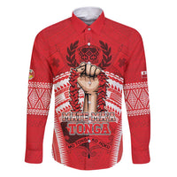 Custom Tonga Rugby Mate Ma'a Family Matching Puletasi and Hawaiian Shirt Tongan Pride Unique Style LT05 Dad's Shirt - Long Sleeve Red - Polynesian Pride