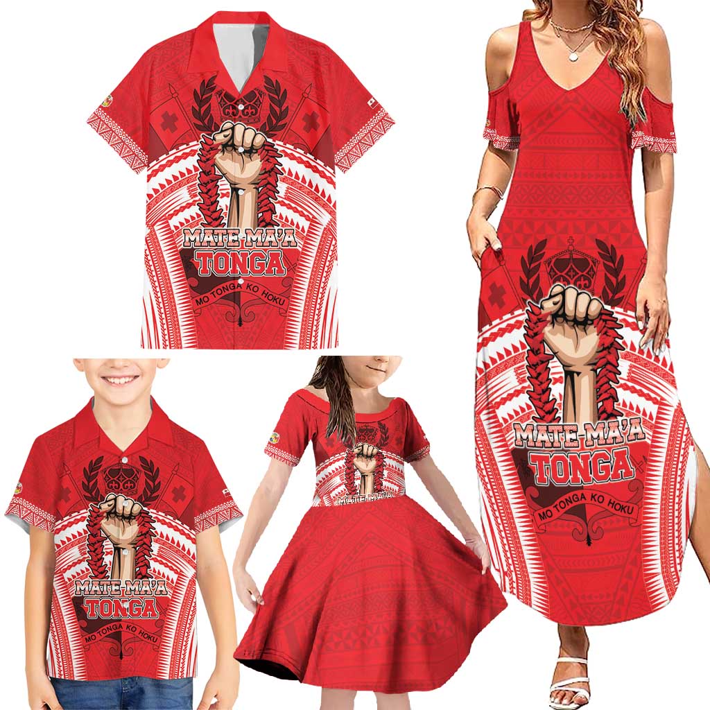 Custom Tonga Rugby Mate Ma'a Family Matching Summer Maxi Dress and Hawaiian Shirt Tongan Pride Unique Style LT05 - Polynesian Pride