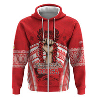 Custom Tonga Rugby Mate Ma'a Hoodie Tongan Pride Unique Style LT05 Zip Hoodie Red - Polynesian Pride
