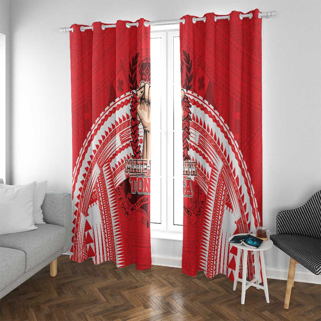 Tonga Rugby Mate Ma'a Window Curtain Tongan Pride Unique Style - Polynesian Pride