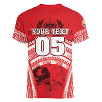 Custom Tonga Rugby Mate Ma'a Women V-Neck T-Shirt Tongan Pride Unique Style LT05 - Polynesian Pride