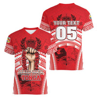 Custom Tonga Rugby Mate Ma'a Women V-Neck T-Shirt Tongan Pride Unique Style LT05 - Polynesian Pride