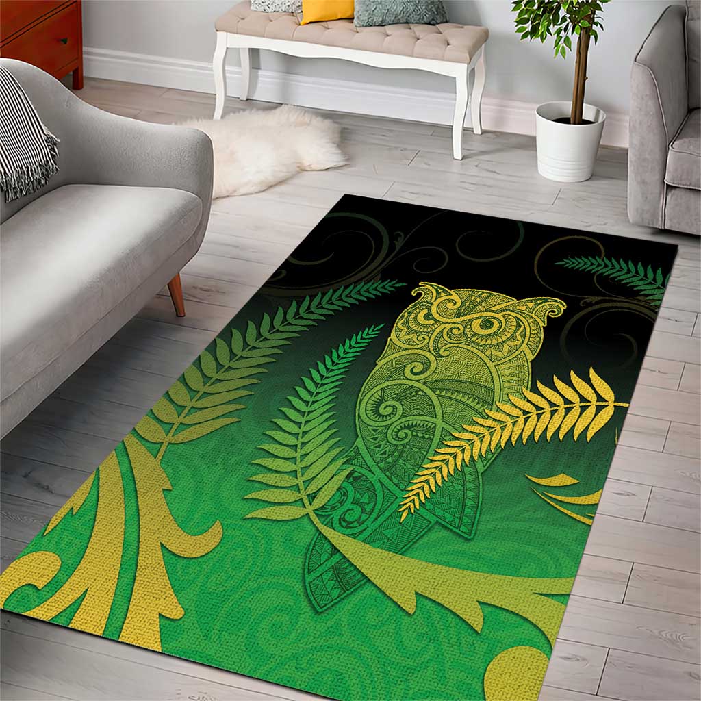 New Zealand Aotearoa Ruru Area Rug Maori Fern Art Green LT05 - Polynesian Pride