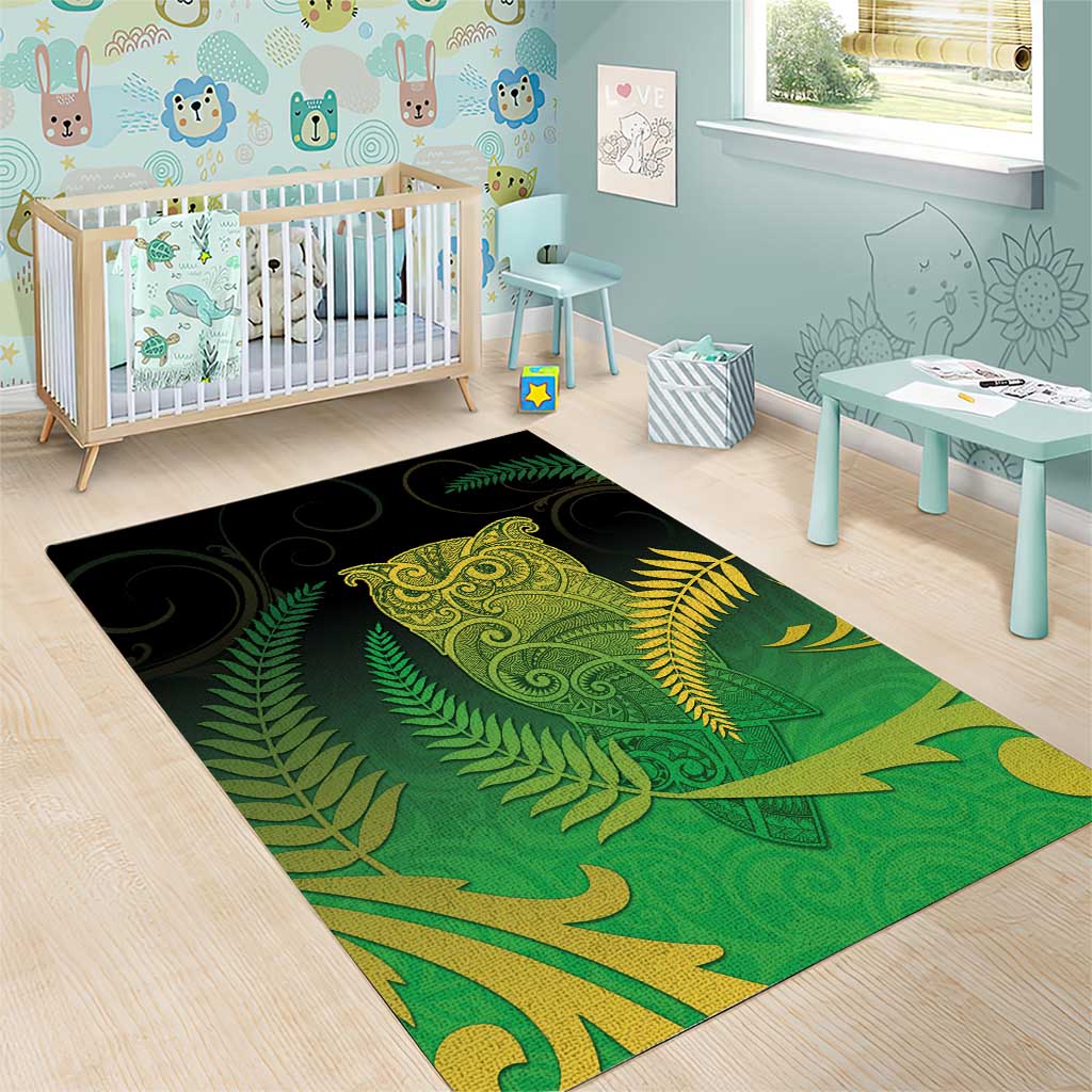 New Zealand Aotearoa Ruru Area Rug Maori Fern Art Green LT05 - Polynesian Pride