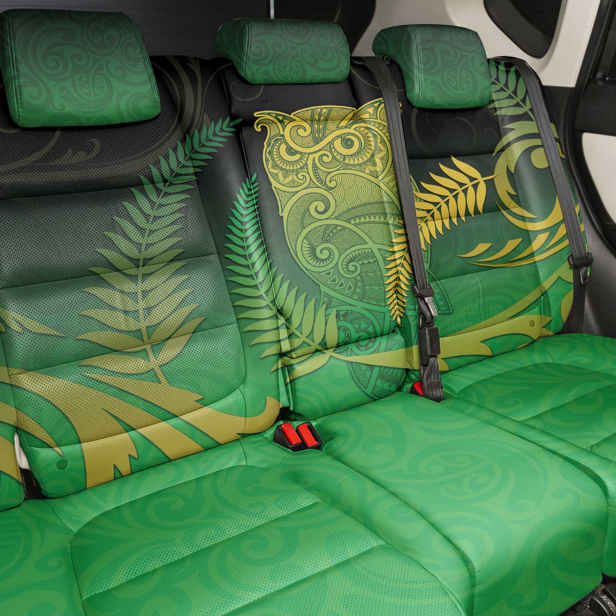 New Zealand Aotearoa Ruru Back Car Seat Cover Maori Fern Art Green LT05 - Polynesian Pride