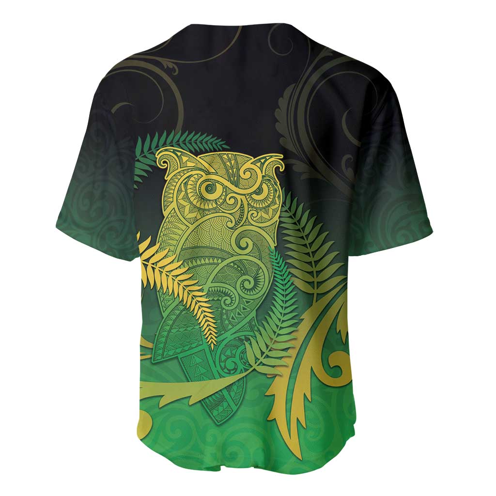 New Zealand Aotearoa Ruru Baseball Jersey Maori Fern Art Green LT05 - Polynesian Pride