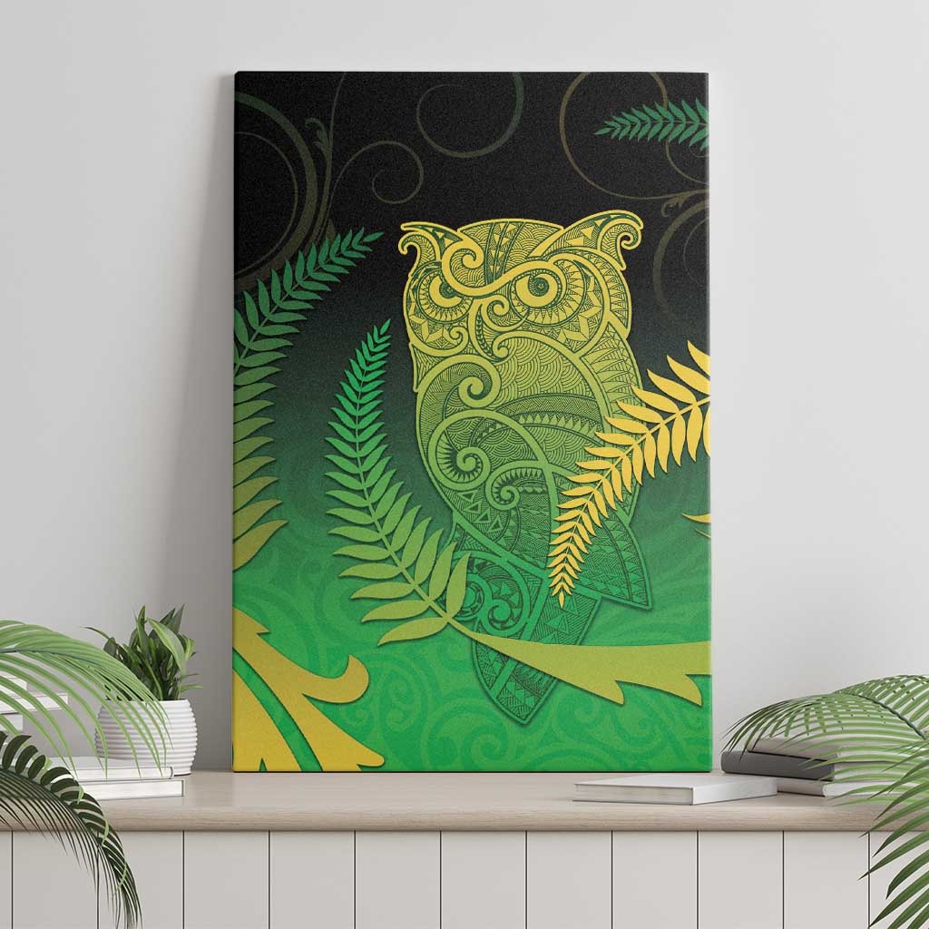New Zealand Aotearoa Ruru Canvas Wall Art Maori Fern Art Green LT05 - Polynesian Pride