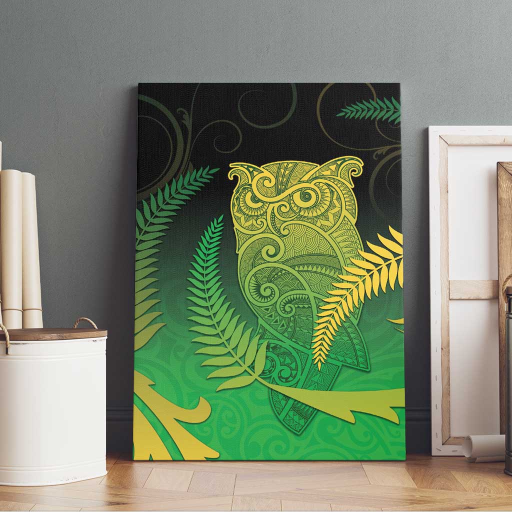 New Zealand Aotearoa Ruru Canvas Wall Art Maori Fern Art Green LT05 - Polynesian Pride
