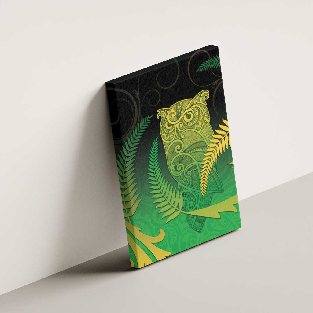 New Zealand Aotearoa Ruru Canvas Wall Art Maori Fern Art Green LT05 - Polynesian Pride