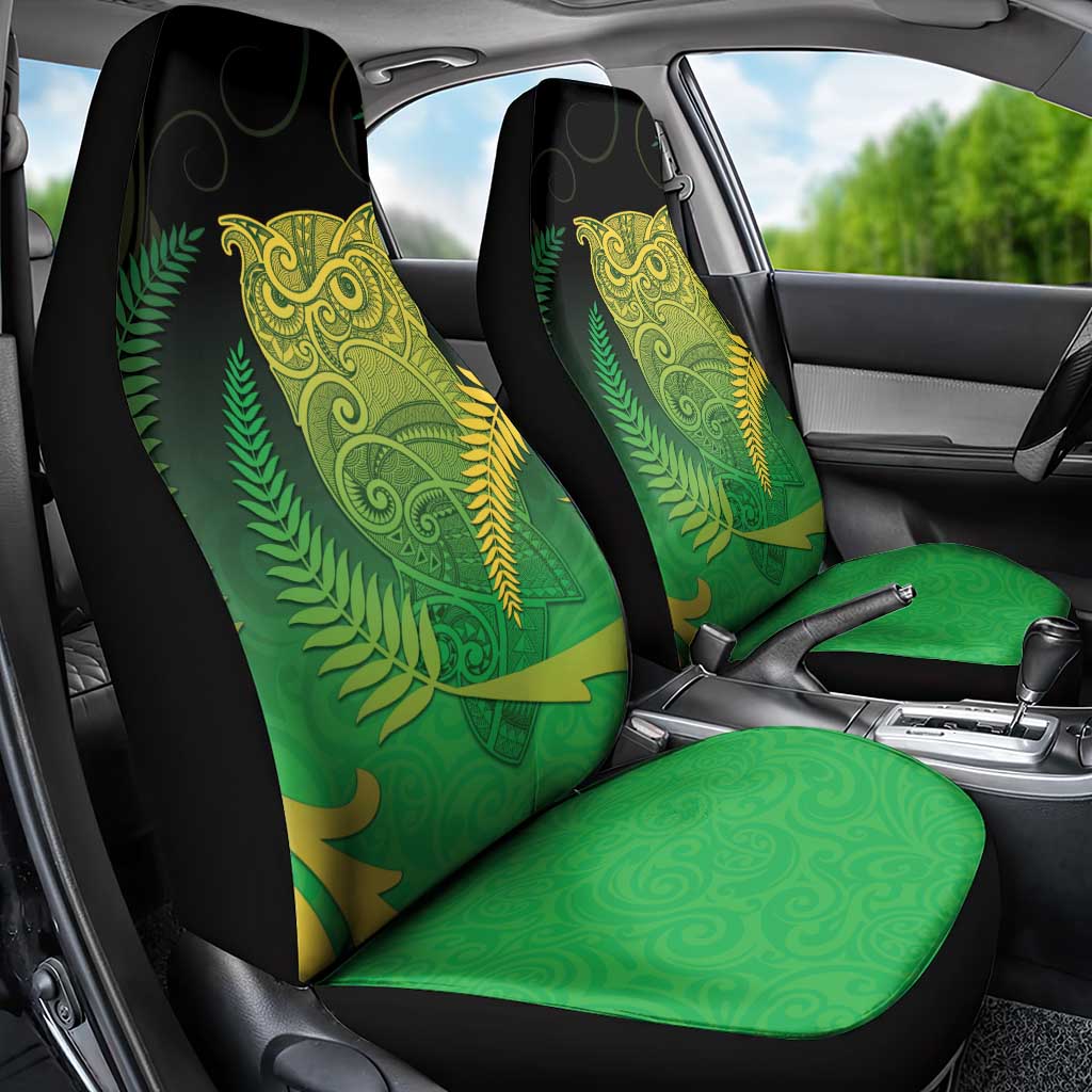 New Zealand Aotearoa Ruru Car Seat Cover Maori Fern Art Green LT05 - Polynesian Pride