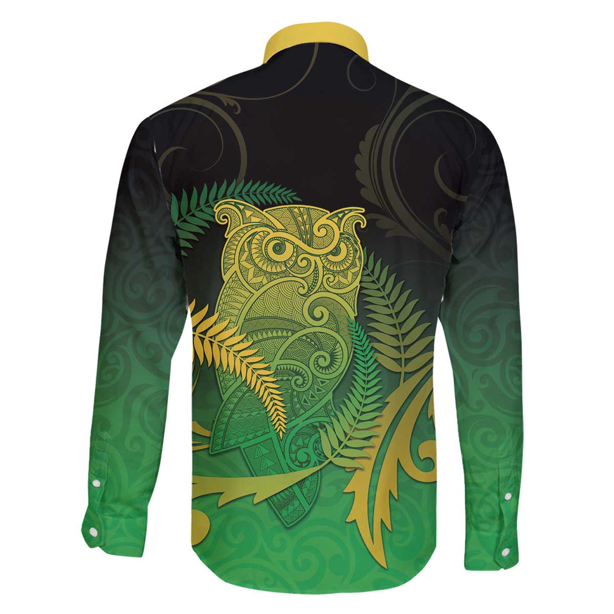 New Zealand Aotearoa Ruru Family Matching Off The Shoulder Long Sleeve Dress and Hawaiian Shirt Maori Fern Art Green LT05 - Polynesian Pride