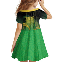 New Zealand Aotearoa Ruru Family Matching Summer Maxi Dress and Hawaiian Shirt Maori Fern Art Green LT05 - Polynesian Pride