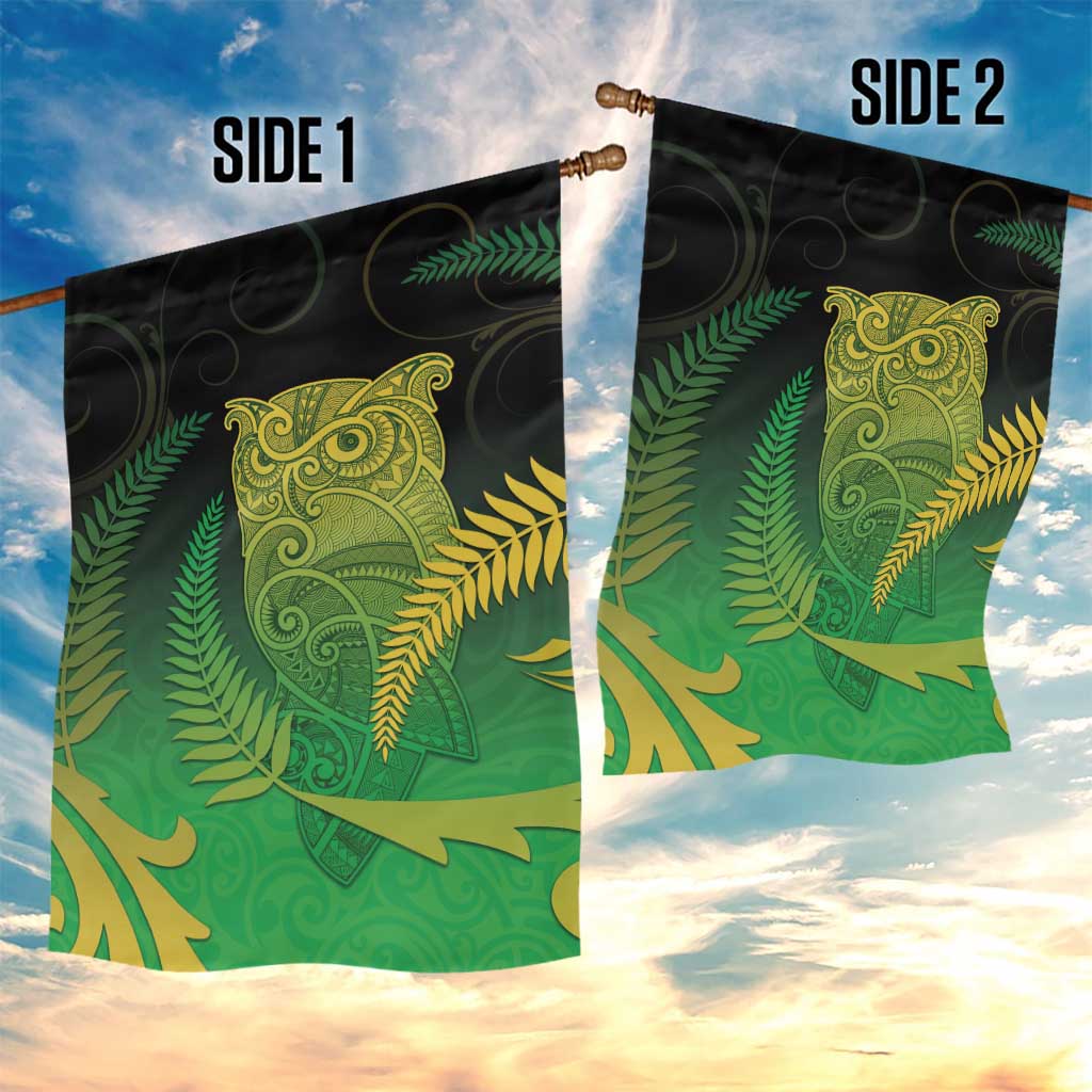 New Zealand Aotearoa Ruru Garden Flag Maori Fern Art Green LT05 - Polynesian Pride