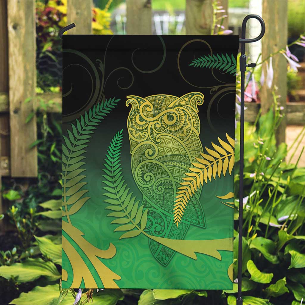 New Zealand Aotearoa Ruru Garden Flag Maori Fern Art Green LT05 Garden Flag Green - Polynesian Pride