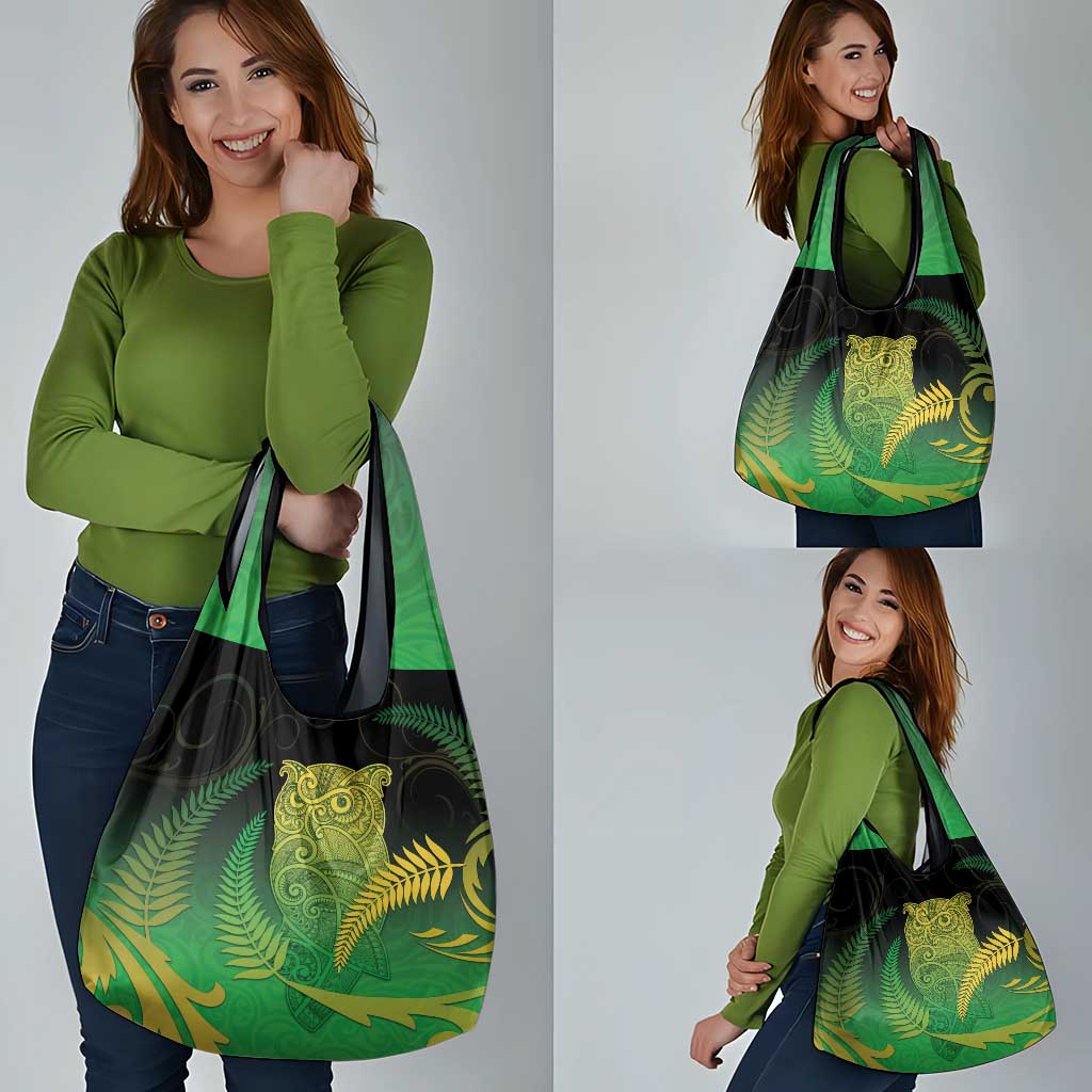 New Zealand Aotearoa Ruru Grocery Bag Maori Fern Art Green LT05 - Polynesian Pride