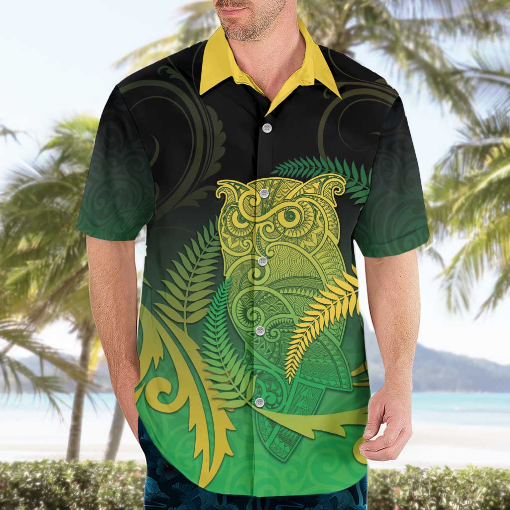 New Zealand Aotearoa Ruru Hawaiian Shirt Maori Fern Art Green LT05 - Polynesian Pride