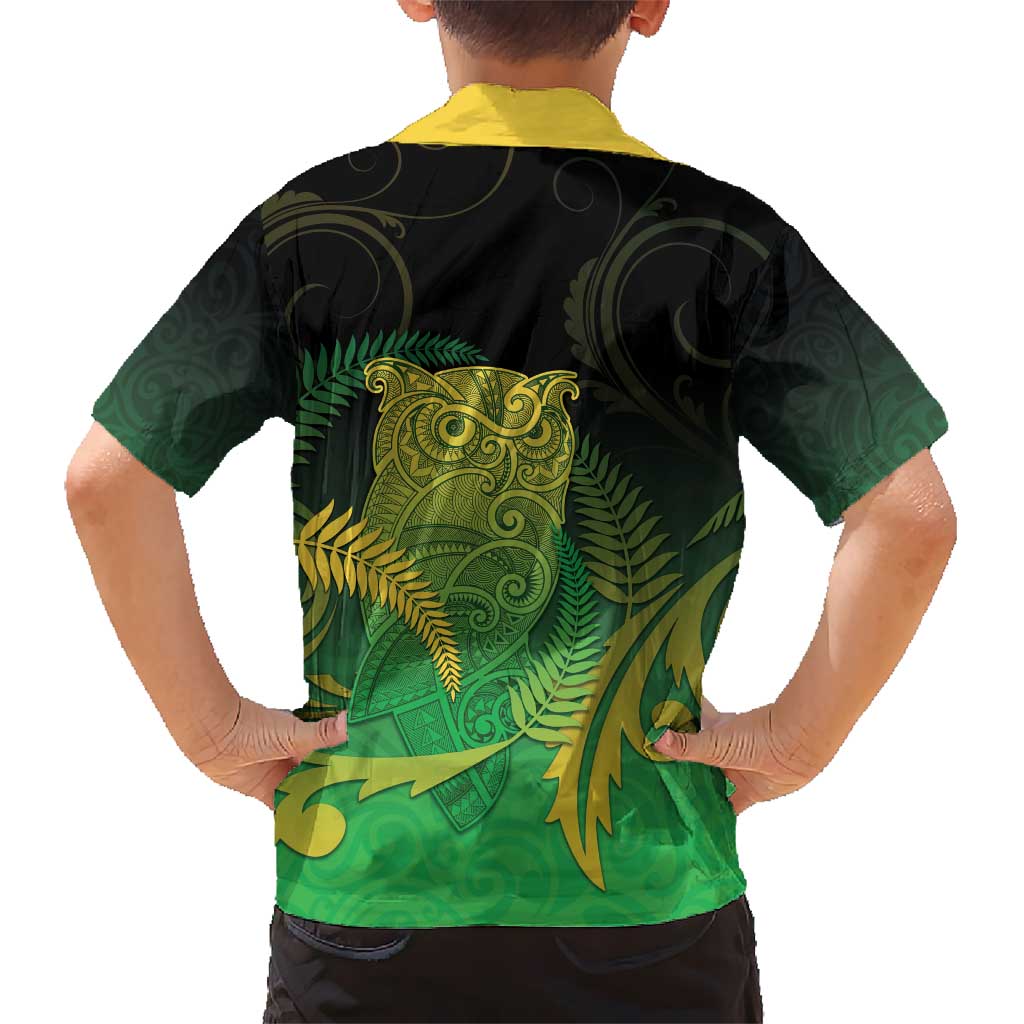 New Zealand Aotearoa Ruru Kid Hawaiian Shirt Maori Fern Art Green LT05 - Polynesian Pride