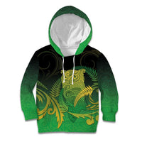 New Zealand Aotearoa Ruru Kid Hoodie Maori Fern Art Green LT05 Hoodie Green - Polynesian Pride