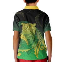 New Zealand Aotearoa Ruru Kid Polo Shirt Maori Fern Art Green LT05 - Polynesian Pride