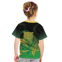 New Zealand Aotearoa Ruru Kid T Shirt Maori Fern Art Green LT05 - Polynesian Pride