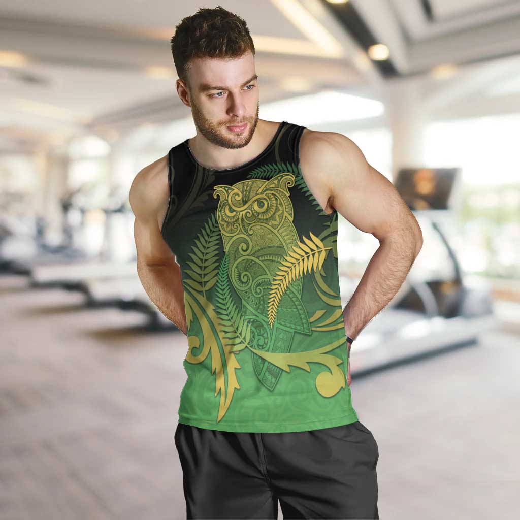 New Zealand Aotearoa Ruru Men Tank Top Maori Fern Art Green LT05 Green - Polynesian Pride