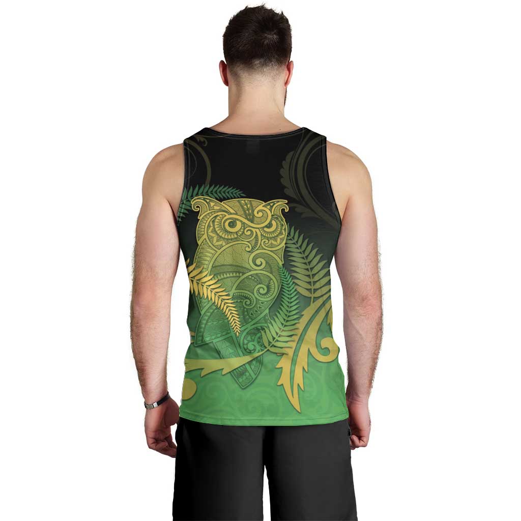 New Zealand Aotearoa Ruru Men Tank Top Maori Fern Art Green LT05 - Polynesian Pride