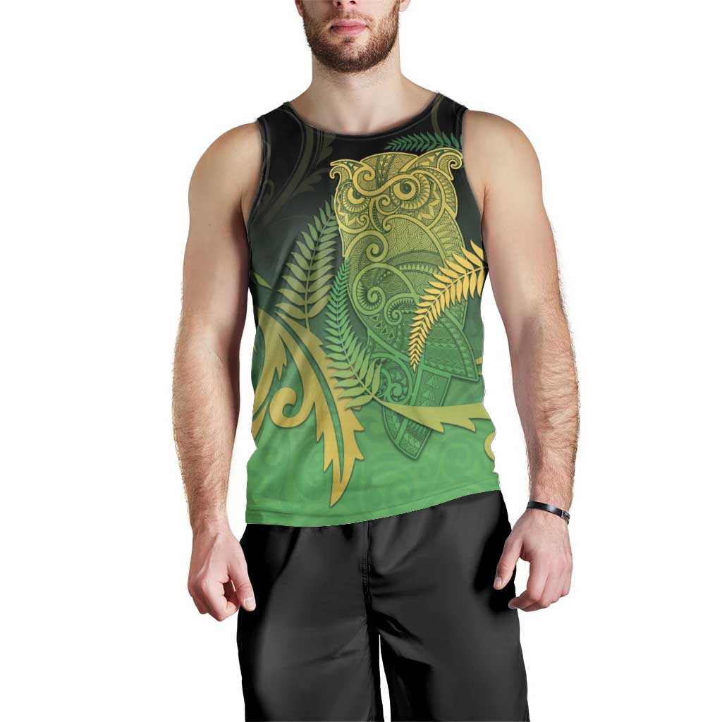 New Zealand Aotearoa Ruru Men Tank Top Maori Fern Art Green LT05 - Polynesian Pride