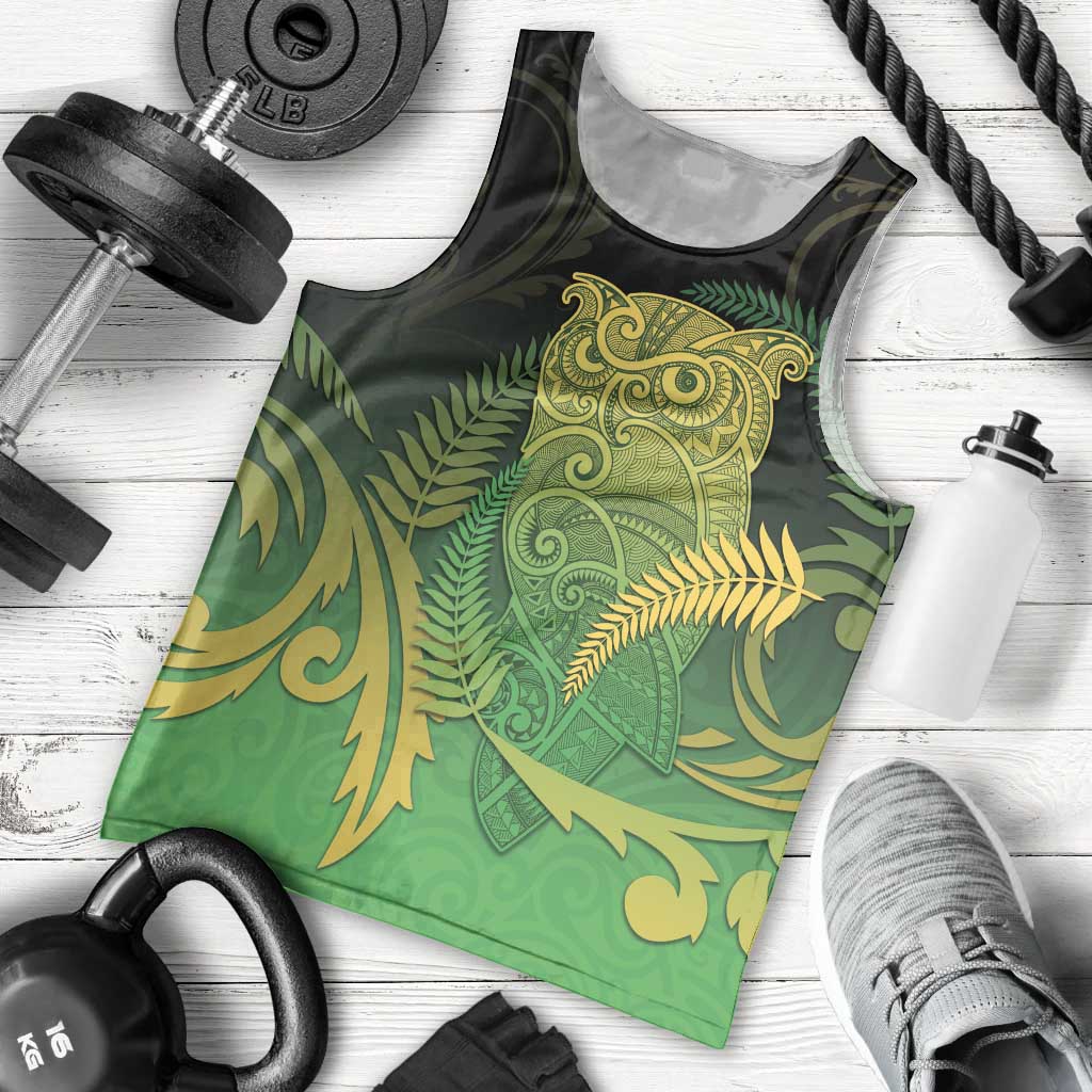 New Zealand Aotearoa Ruru Men Tank Top Maori Fern Art Green LT05 - Polynesian Pride