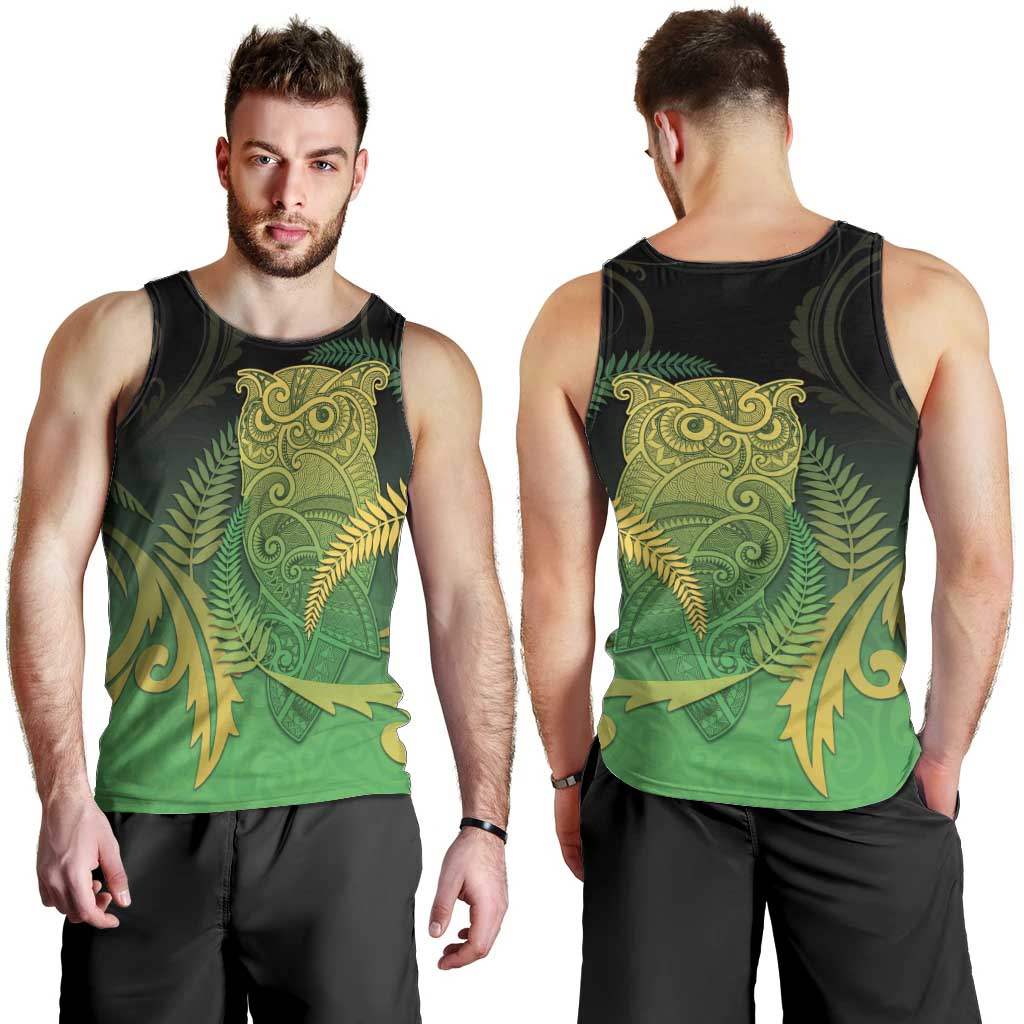 New Zealand Aotearoa Ruru Men Tank Top Maori Fern Art Green LT05 - Polynesian Pride