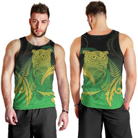 New Zealand Aotearoa Ruru Men Tank Top Maori Fern Art Green LT05 - Polynesian Pride