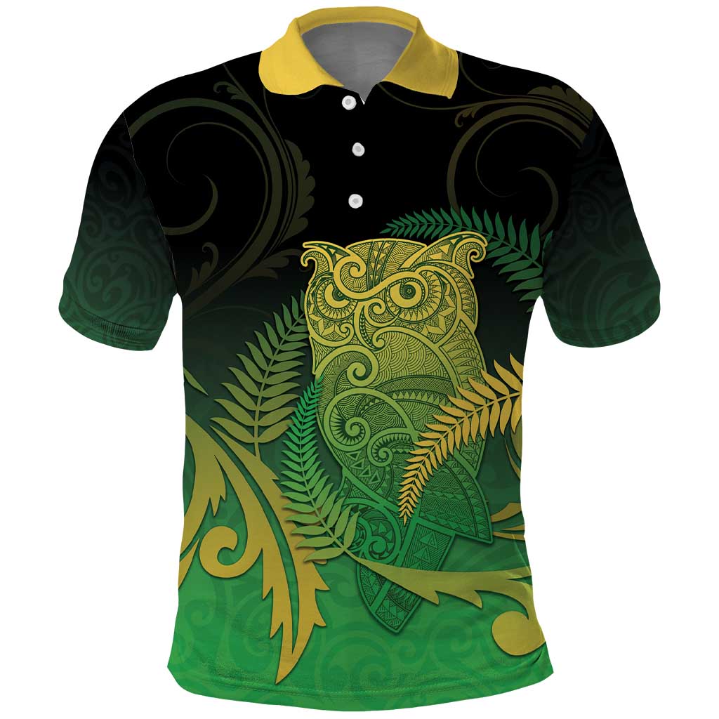 New Zealand Aotearoa Ruru Polo Shirt Maori Fern Art Green LT05 Green - Polynesian Pride