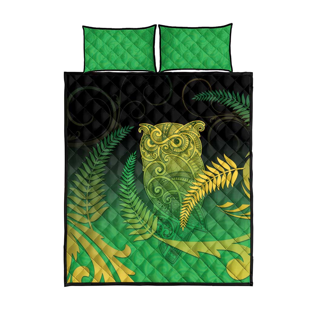 New Zealand Aotearoa Ruru Quilt Bed Set Maori Fern Art Green LT05 - Polynesian Pride